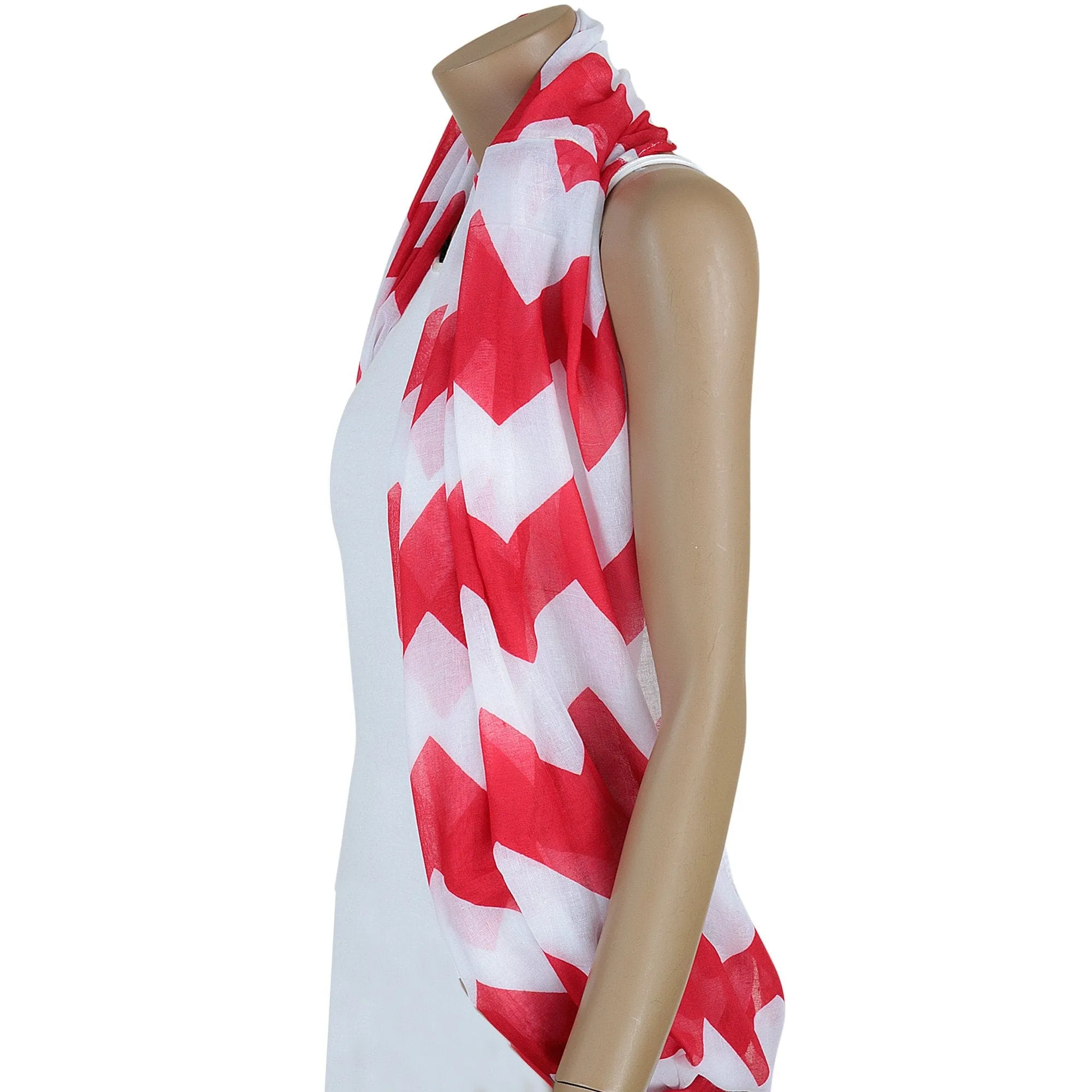 Red and White Chevron Scarf