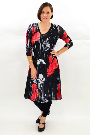 Red Oriental Style Tunic Dress