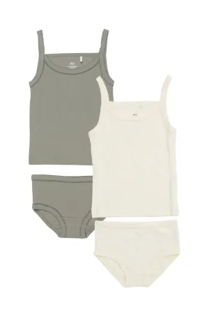 RIB JERSEY 2PACK STRAPTOP AND UNDERPANTS - CREAM/ GREY COMB.