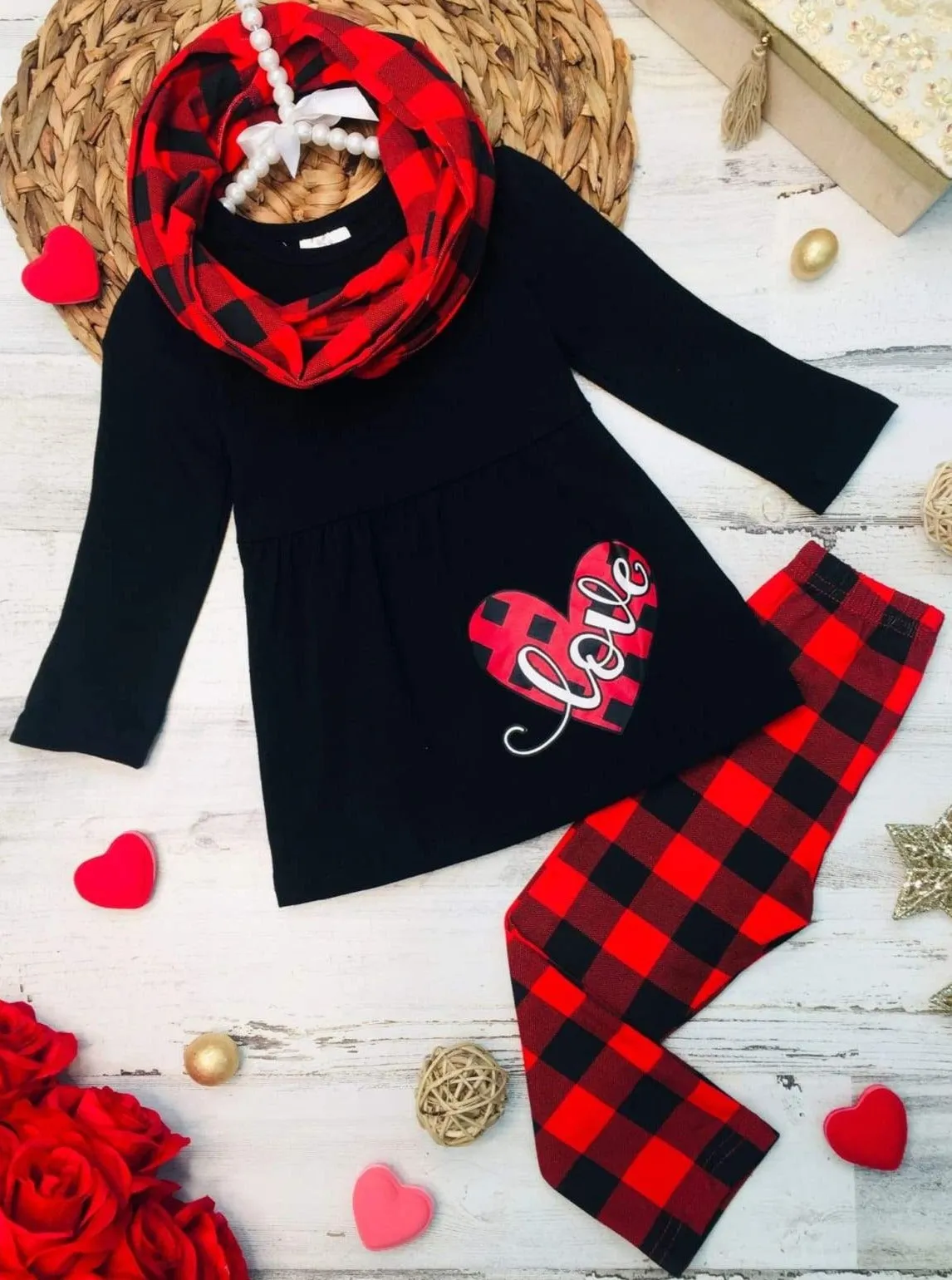 Sending Her Love Heart Tunic, Scarf and Legging Set