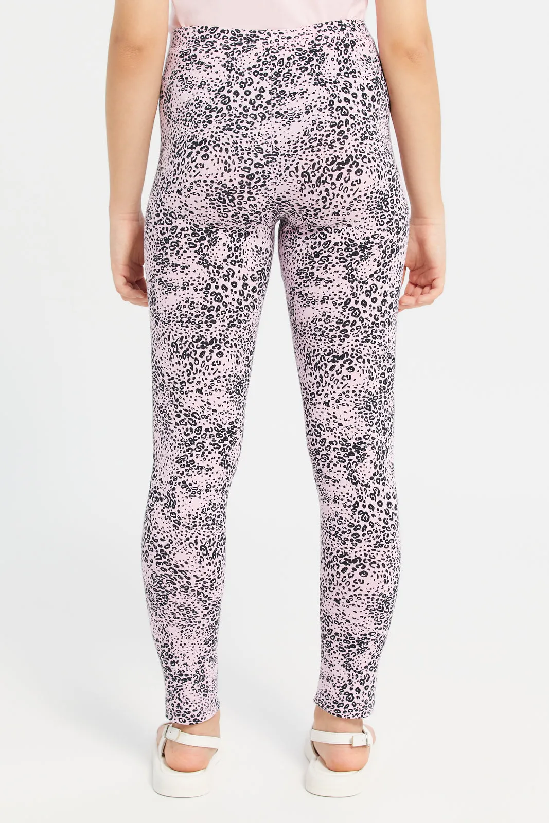 Senior Girls Pink Printed Leggings