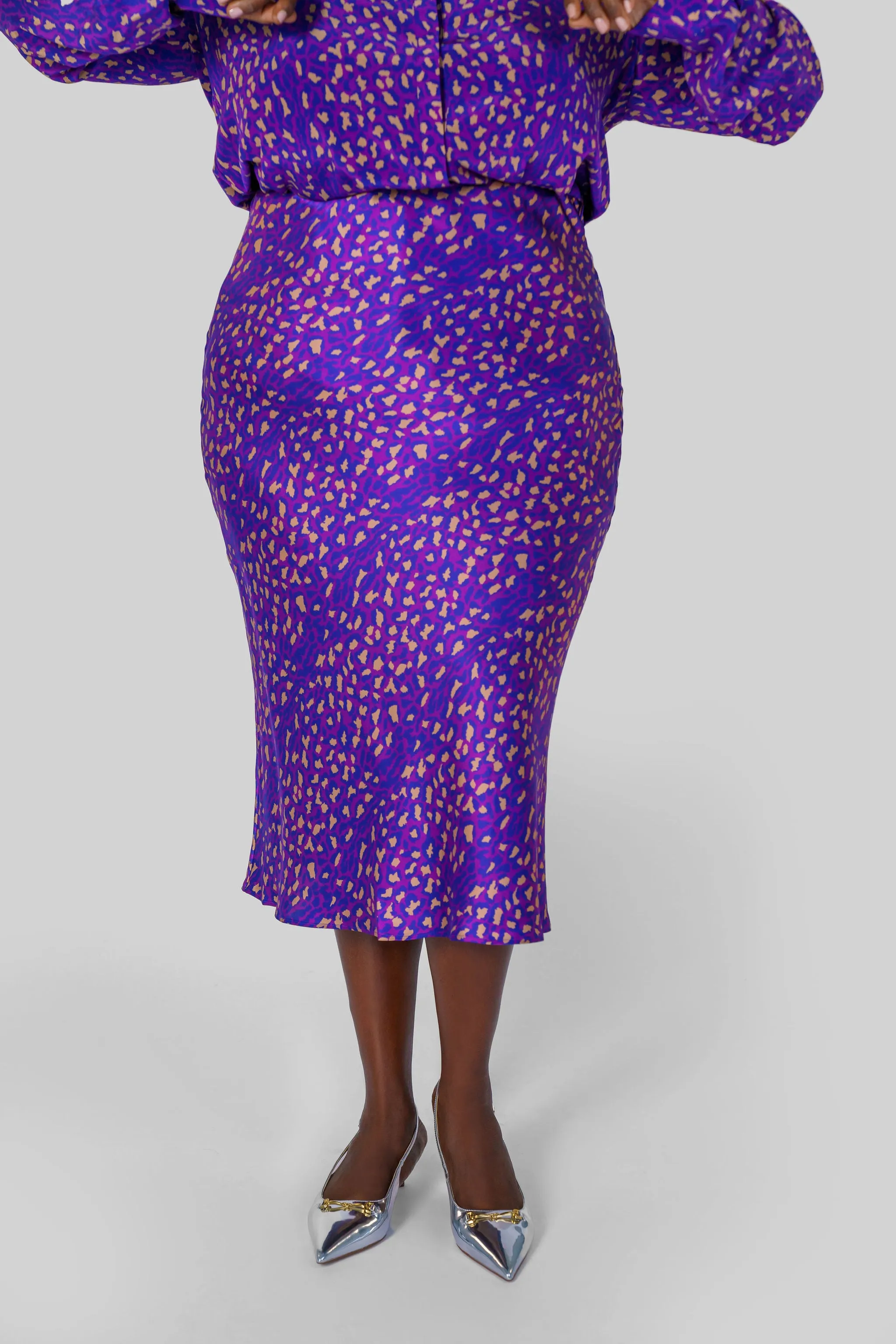 SIENA SLIP SKIRT - Purple Leopard