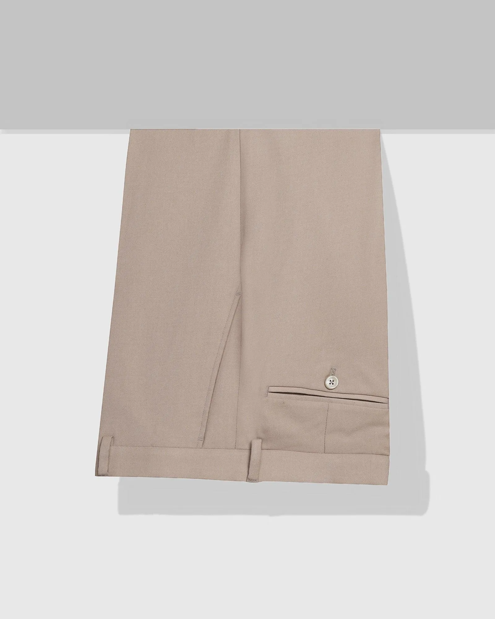 Slim Comfort B-95 Formal Beige Solid Trouser - Eldorado