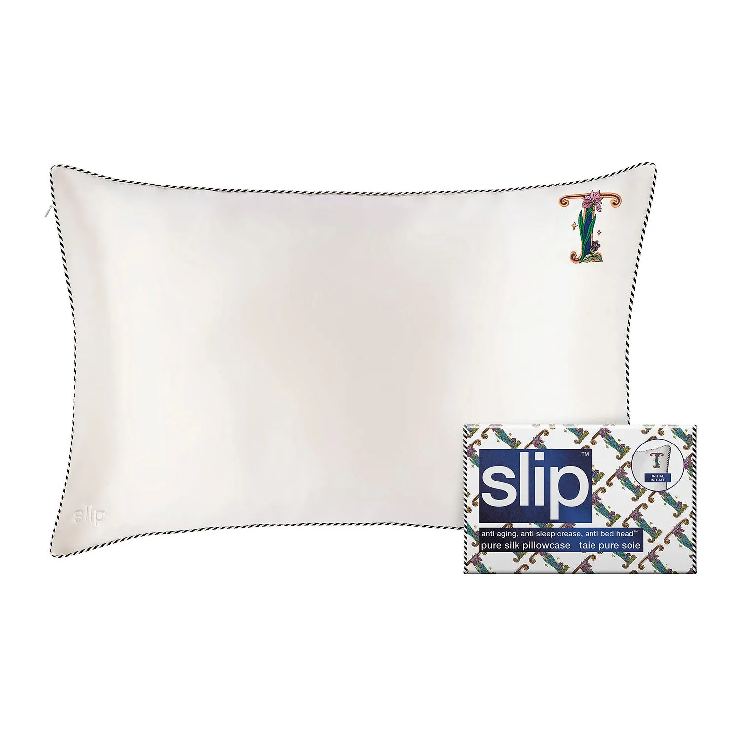 Slip Initial Pillowcase - T