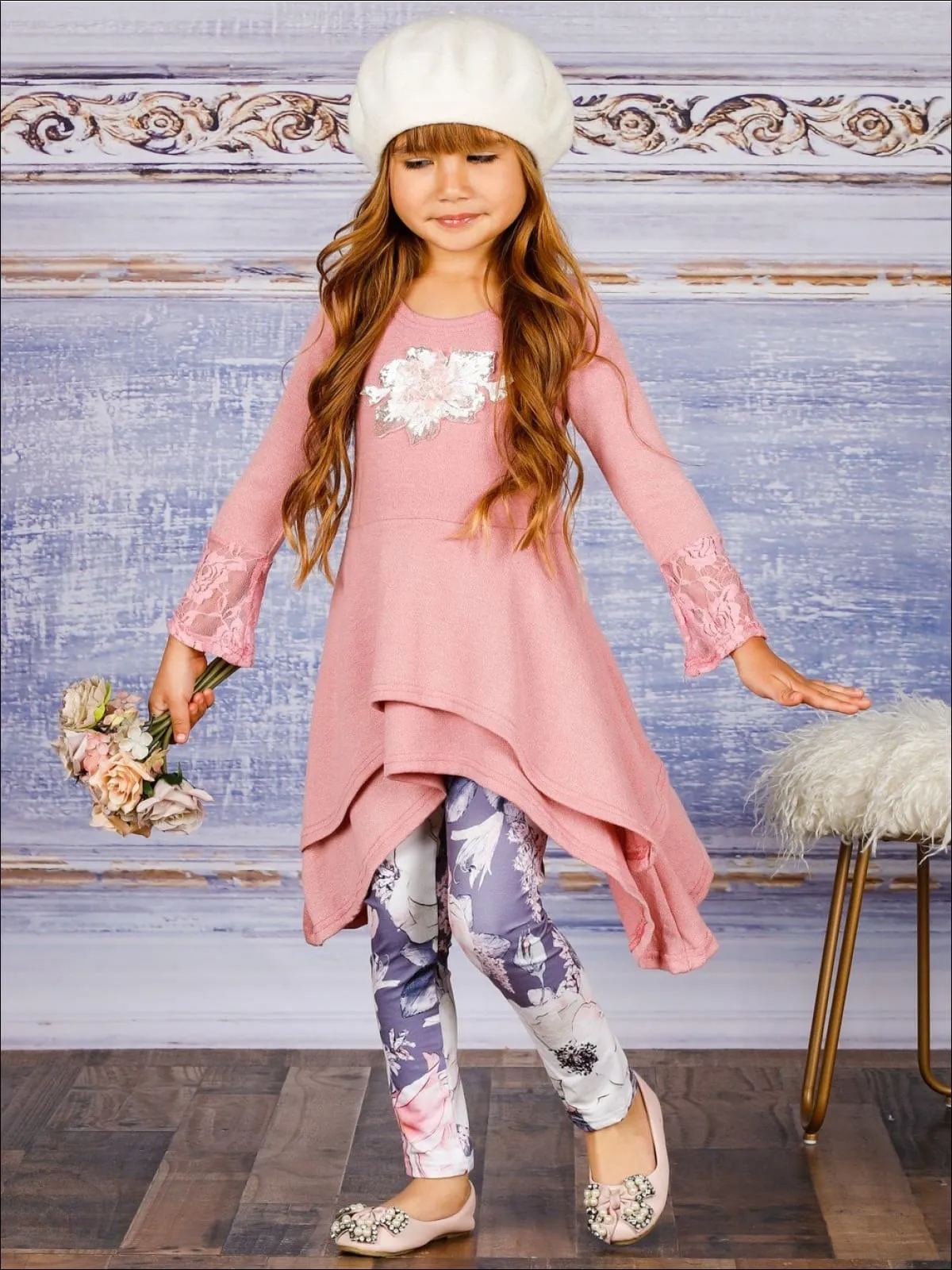 So Delightful Shark Bite Tiered Tunic And Legging Set