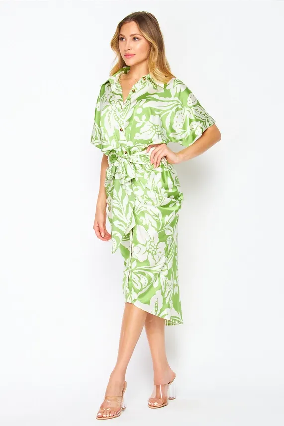 Soft Lime Floral Printed Dress