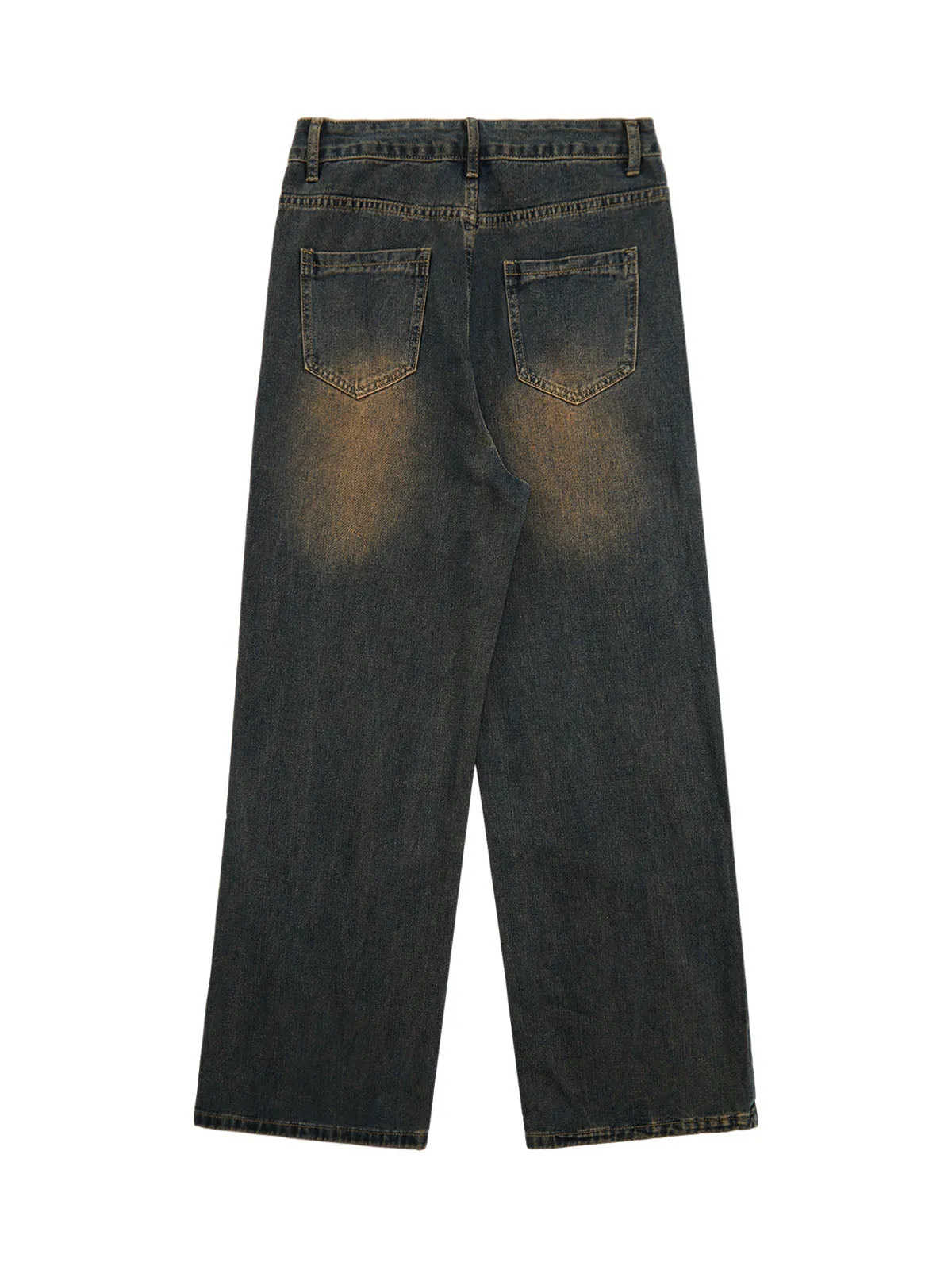 Star Rivet Design Washed Baggy Jeans