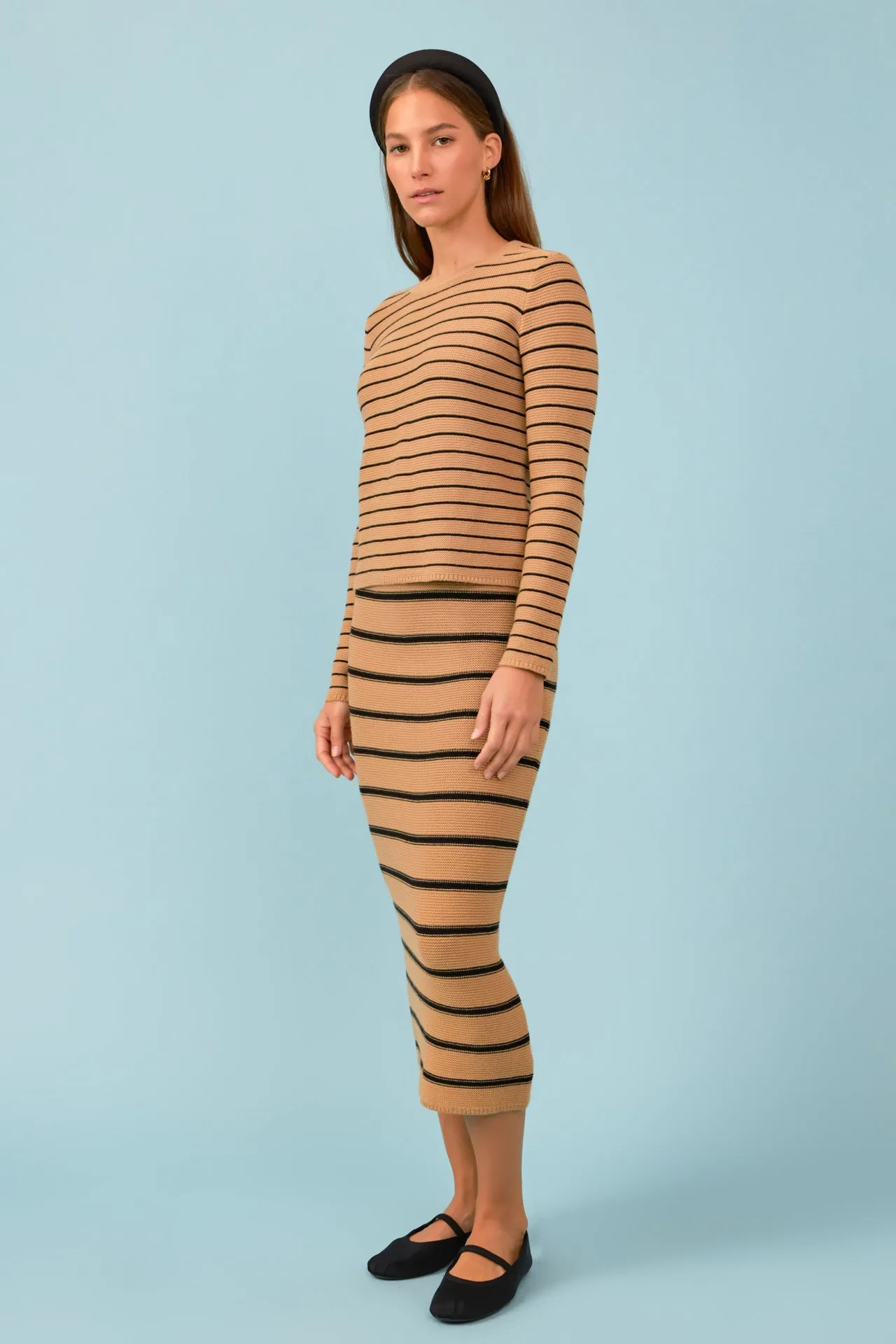 Stripe Knit Midi Skirt - Sale