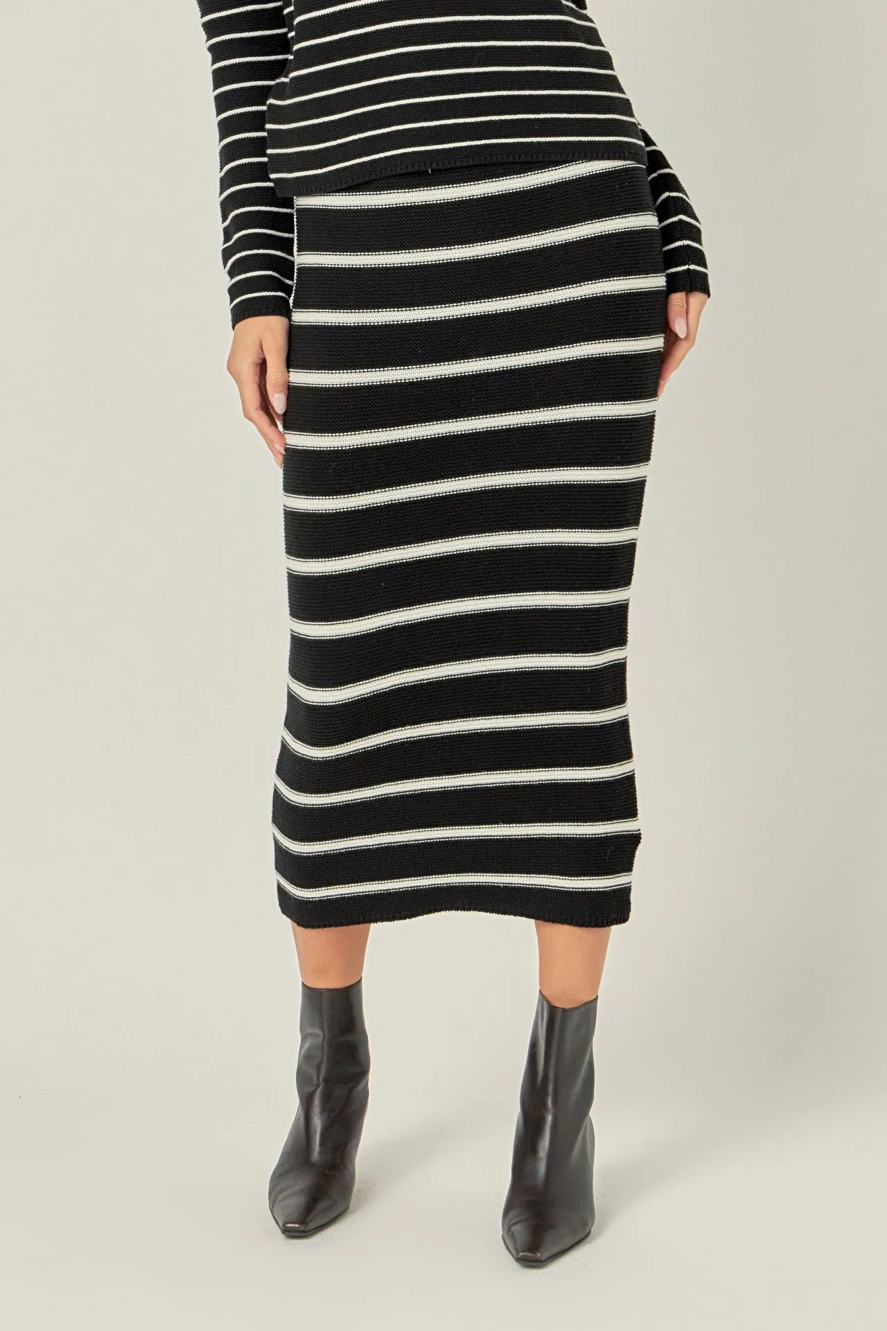 Stripe Knit Midi Skirt - Sale