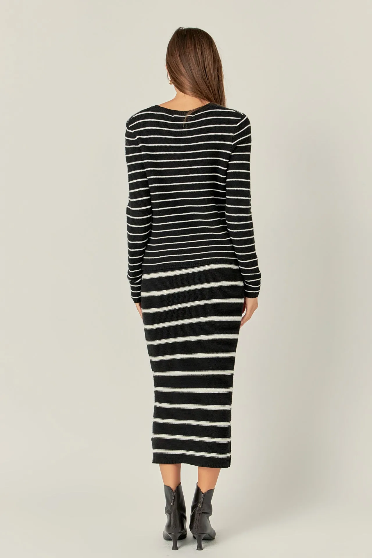 Stripe Knit Midi Skirt - Sale