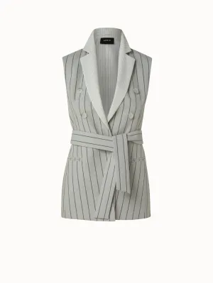 Striped Cotton Double-Face Faux Double-Breasted Gilet