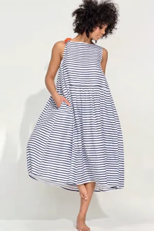 Swing Dress in Navy Mini Stripe