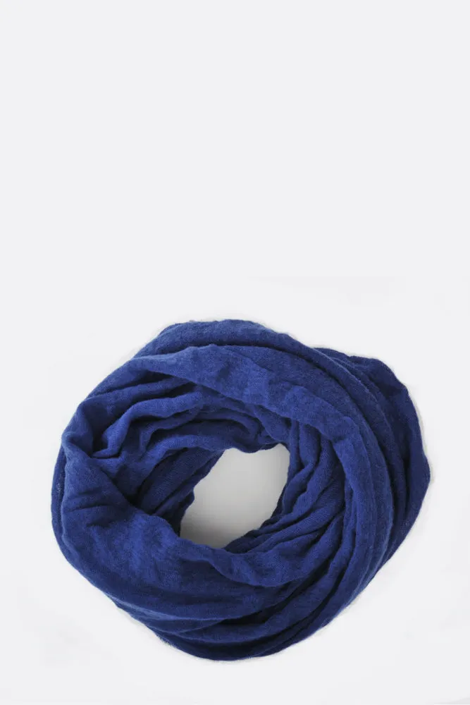 Thick Navy Classic Knit Cashmere Tube Scarf