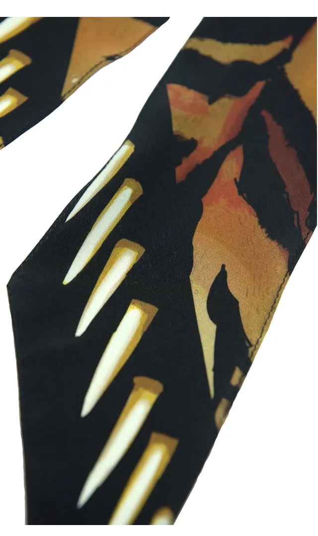 Tiger Super Skinny Silk Scarf - Gold