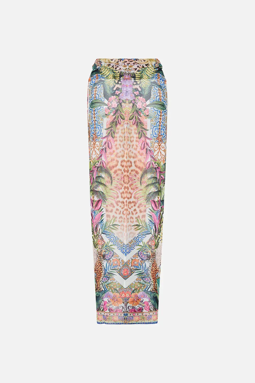 Twist Front Long Skirt - Flowers of Neptune