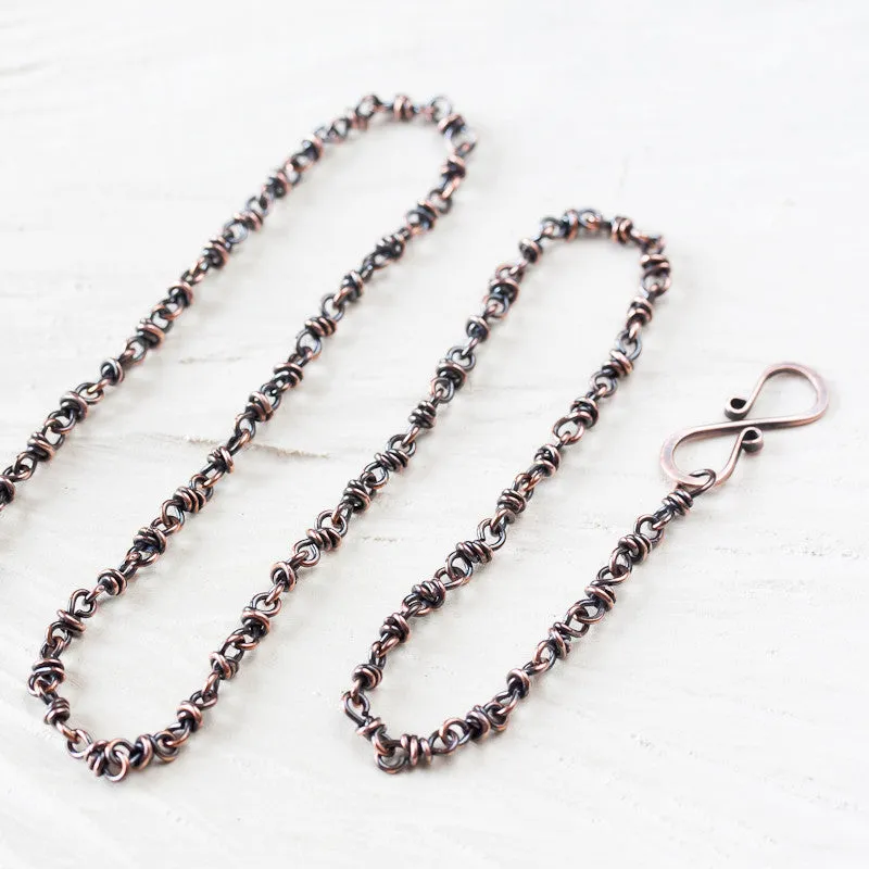 Unique Copper Chain Necklace, infinity clasp