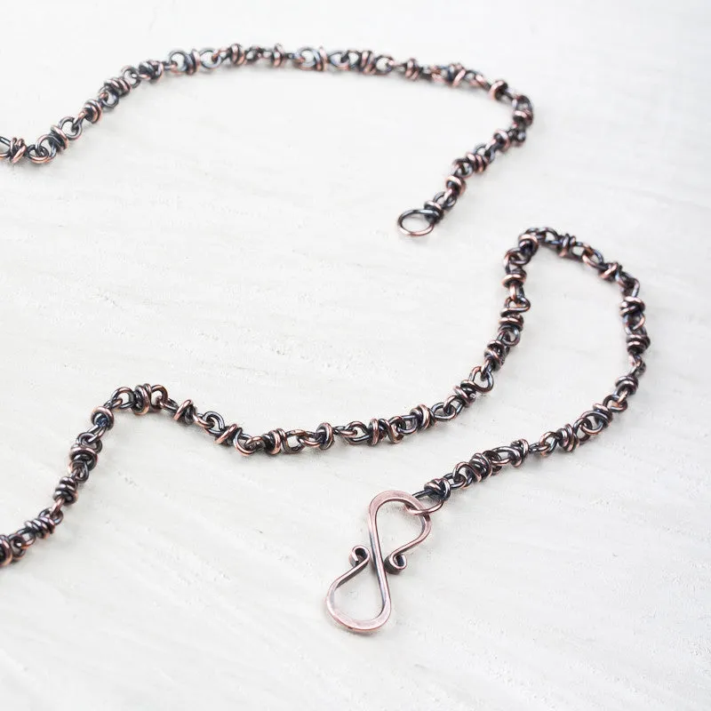 Unique Copper Chain Necklace, infinity clasp