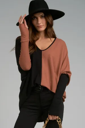 V-Neck Colorblock Top