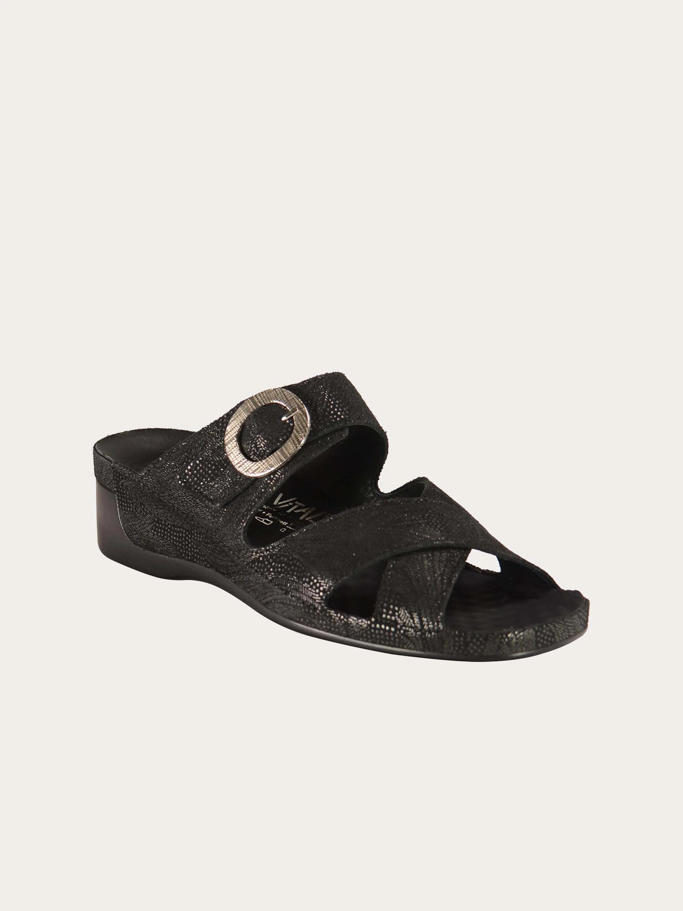 Vital Women's Buckle Strap Slider Leather Sandals