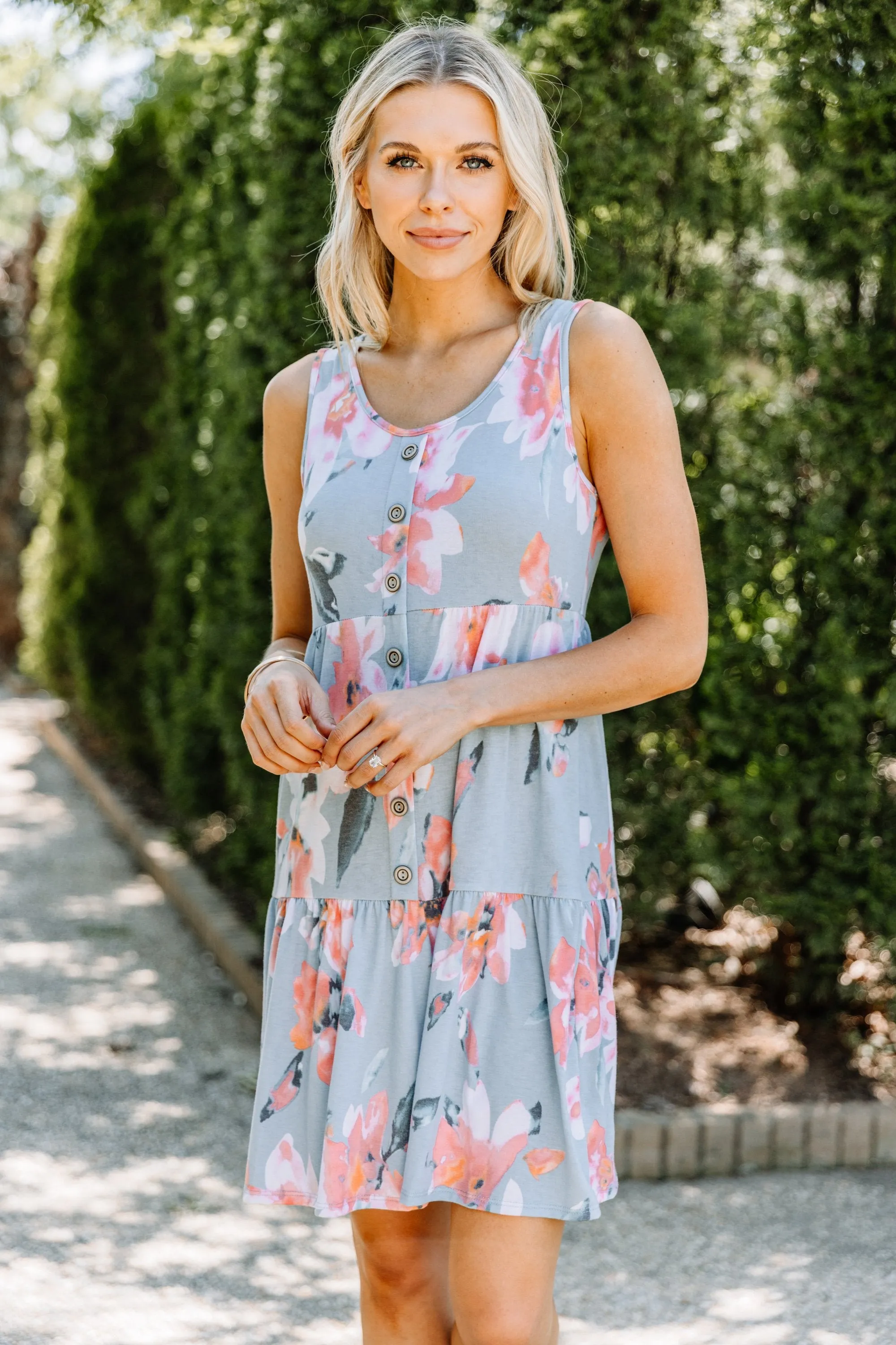 What A Lovely Life Light Blue Floral Dress