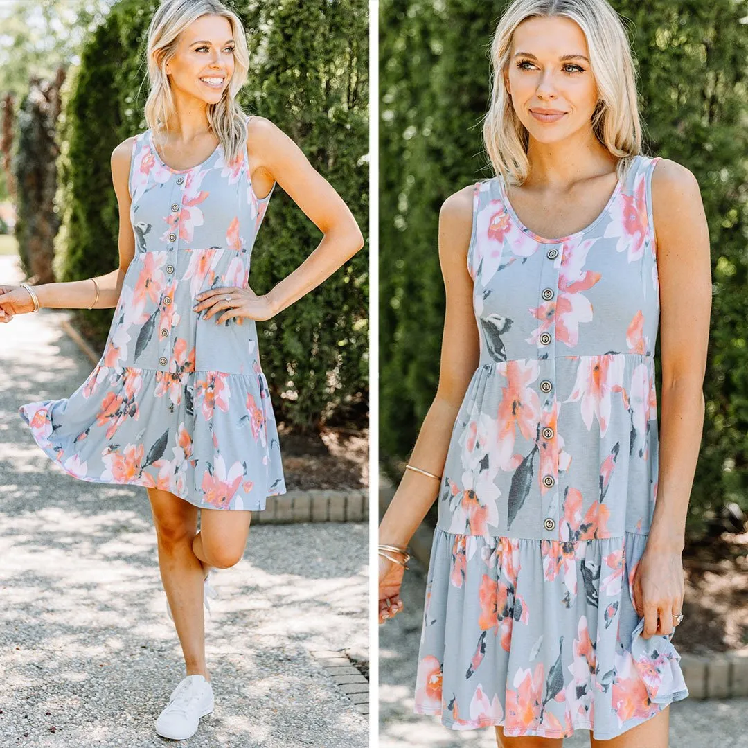 What A Lovely Life Light Blue Floral Dress