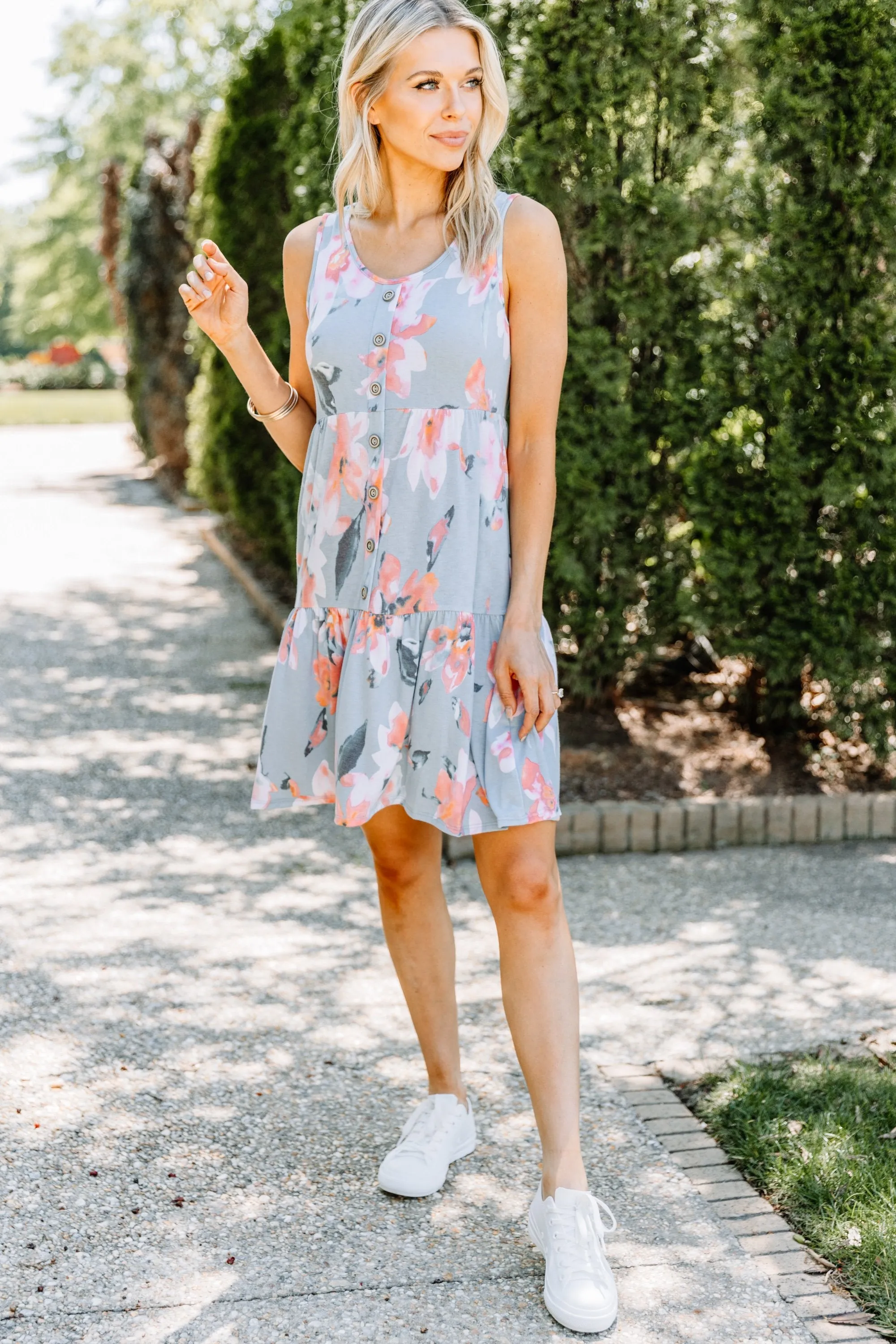 What A Lovely Life Light Blue Floral Dress