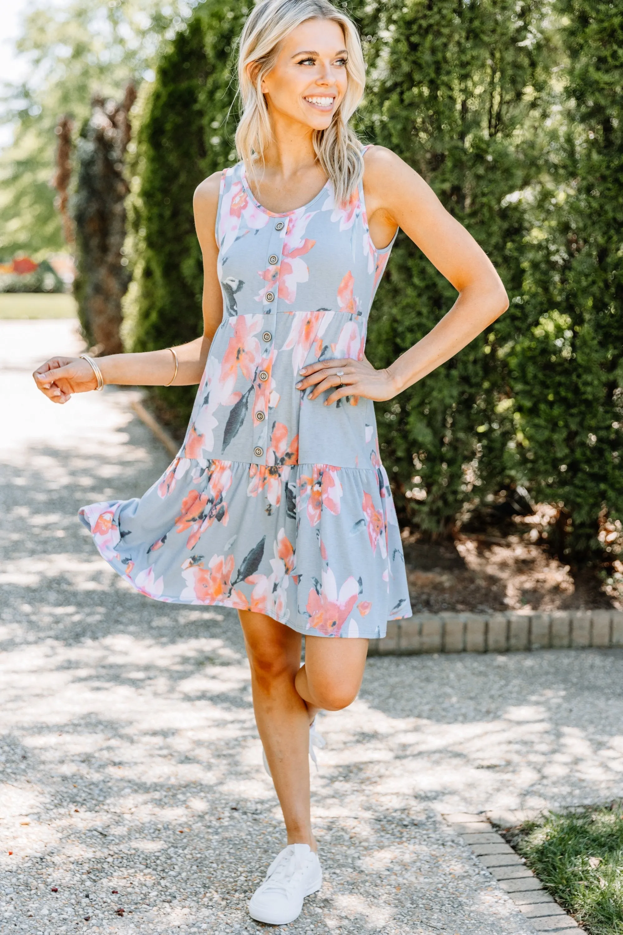 What A Lovely Life Light Blue Floral Dress