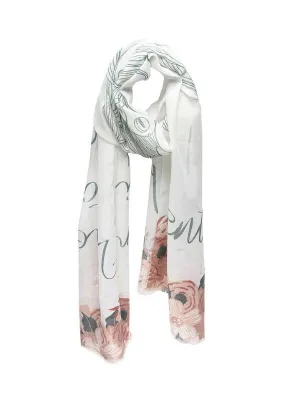 White Mantra Scarf - "Take A Deep Breath And Be Present."