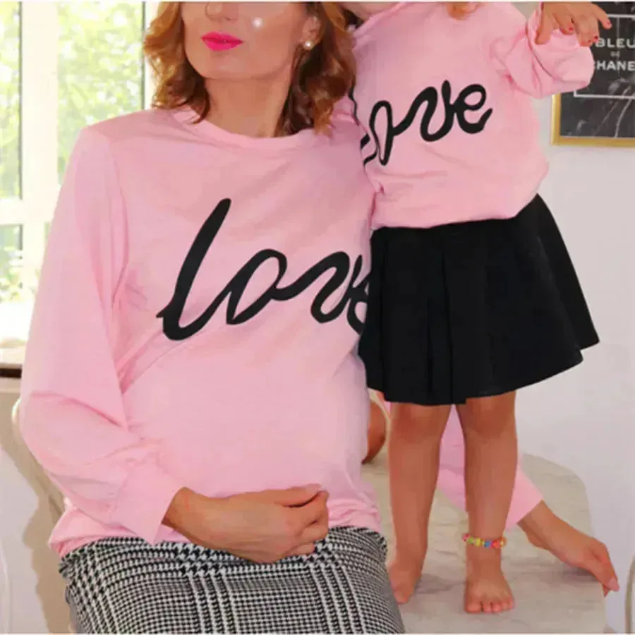 Women Maternity Sweatshirt Love Printed Parent-child Sweatshirt