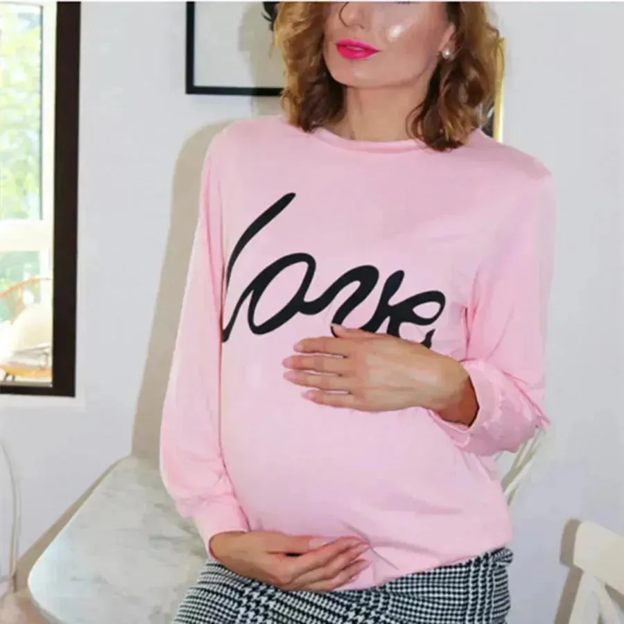 Women Maternity Sweatshirt Love Printed Parent-child Sweatshirt