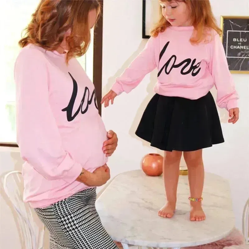 Women Maternity Sweatshirt Love Printed Parent-child Sweatshirt