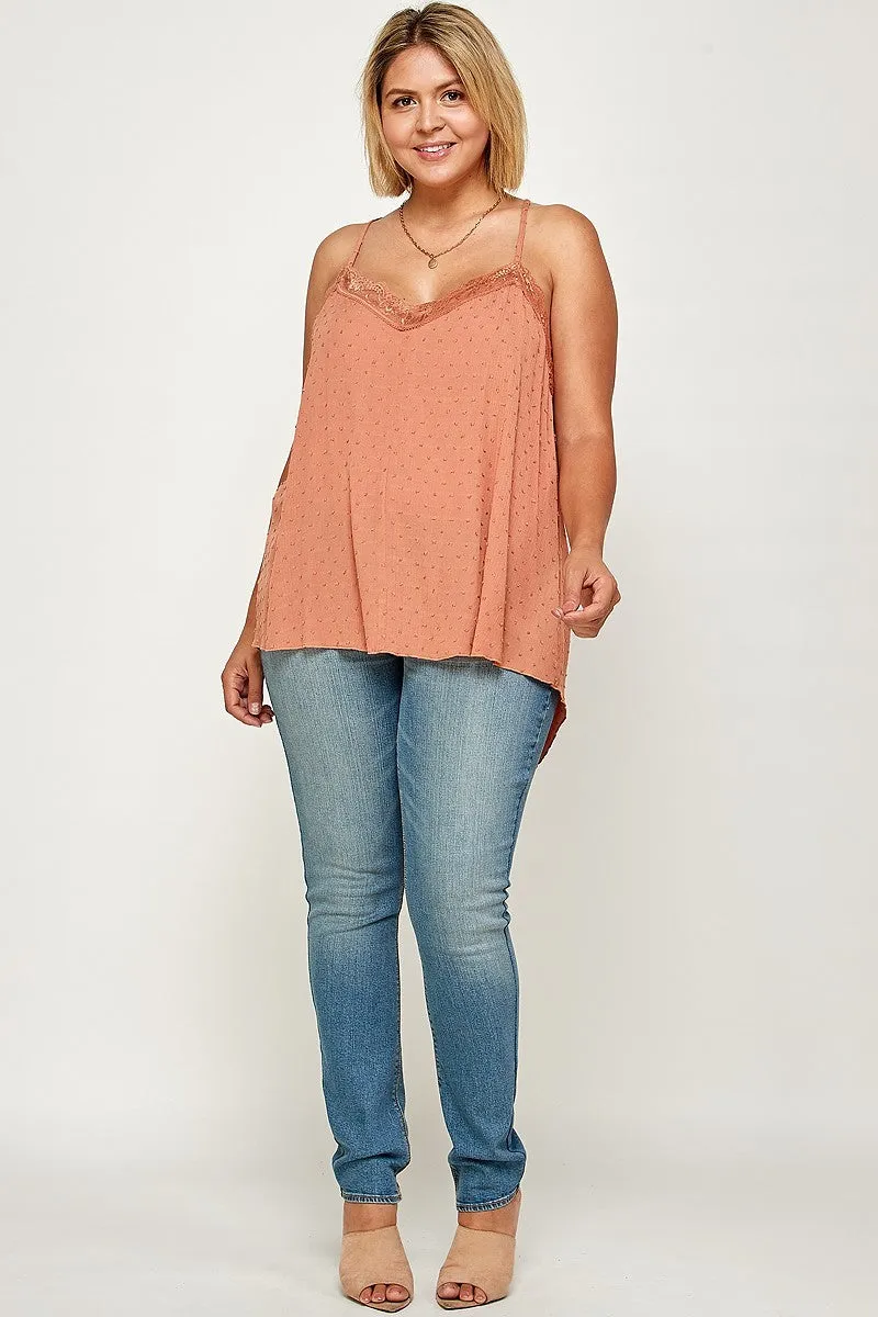 Women's Plus Size, Clip Dot Solid Cami Tunic