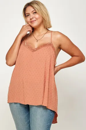 Women's Plus Size, Clip Dot Solid Cami Tunic